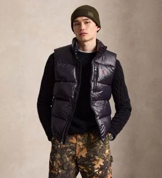 Polo Ralph Lauren para hombre. 710P06138001 Chaleco acolchado Graham negro (M), Casual, Nylon reciclado