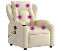 vidaxl sillon de masaje reclinable de tela crema
