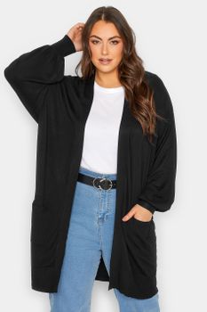 Cárdigan Largo Negro Punto Fino, Mujer Curvy Y Tallas Grandes, Yours