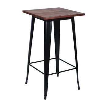 Mesa Alta Industrial Cuadrada De Madera Y Acero 60x60x105cm Thinia Home