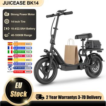 Bicicleta eléctrica JUICEASE BK14/BK14 PRO, 40/100KM de autonomía superlarga, bicicleta eléctrica para adultos con control por aplicación, neumático grueso de 14 pulgadas, bicicleta eléctrica de