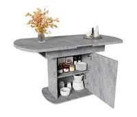 mesa de comedor extensible ovalada 110-130max cm de panel de particulasgris