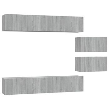 Set De Muebles Para Tv 6 Pzas Madera Contrachapada Gris Sonoma