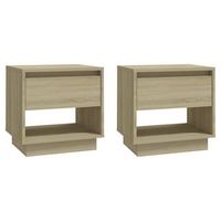 pack 2 uds mesitas de noche mesilla contrachapada roble sonoma 45x34x44 cm