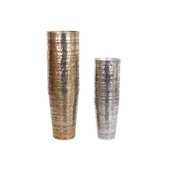 Jarron Set 2 Aluminio 31x31x106 Dorado