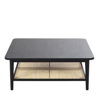 Mesa de centro de madera negra y ratán