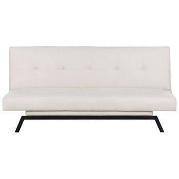 Sofá Cama Moderno Tapizado En Tela Acolchado 3 Plazas Blanco Crema Leeds