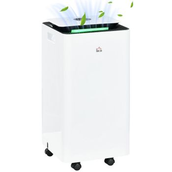 Homcom Deshumidificador Eléctrico con 5 Modos 2L/Día 210W 25x25x50,5 cm Blanco