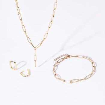 Juego de joyas de acero inoxidable chapado en oro y plata 925