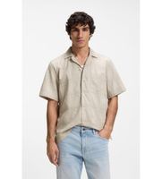 boss para hombre 50559322 camisa rayer beige 3xl casual algodon manga corta