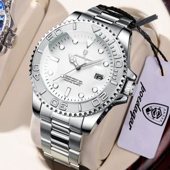 Reloj de Pulsera POEDAGAR Casual para Hombre, Resistente al Agua, Luminoso, con Fecha, Reloj de Acero Inoxidable, Clásico, de Cuarzo
