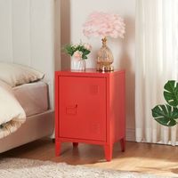 mesa de noche inari acero - rojo encasa