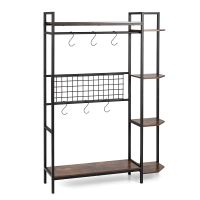 costway estante almacenaje estilo industrial con ganchos y multiples niveles armazon metalico para entrada dormitorio 113 x 295 x 1565 cm marron rustico
