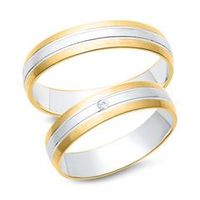 alianzas 8 quilates oro amarillo-blanco con diamante