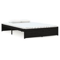 estructura de cama doble pequena madera maciza negra 120x190 cm