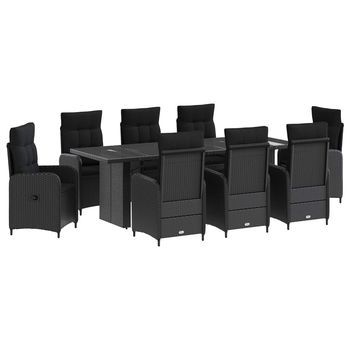 Juego De Comedor Para Exteriores 9 Uds. Negro Ratán Sintético Vidaxl