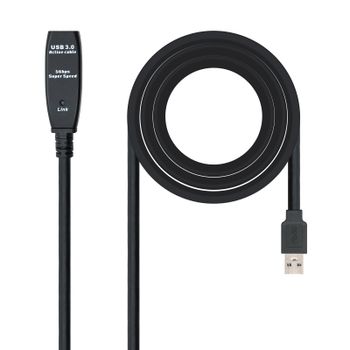 Nanocable Prolongador Amplificado USB 3.0 A/M-A/H 5m Negro