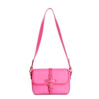 bolso bandolera con solapa de paja hot pink taglia unica