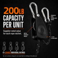 colgador de trinquete para cuerda de 4m x 64mm 200lb ganchos de acero inoxidable de alta resistencia cuerda reflectante para kayak canoa luz de cultivo sujecion