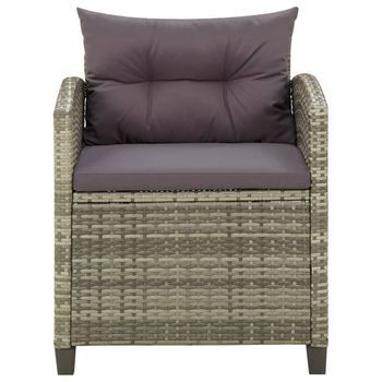 Sillón De Jardín | Silla De Jardín | Silla De Exterior Con Cojines Ratán Sintético Gris