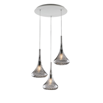 Lámpara Colgante Nemesis De Hierro Con Cristal Pyrex Gris, 3 Luces, 141 Ø50 Bl280-s3-gr