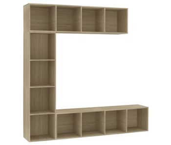 Mueble tv - mesa de tv y librería 3 piezas roble sonoma 180x30x180 cm