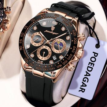 POEDAGAR, reloj de pulsera de lujo a la moda para hombre, cronógrafo con fecha, reloj de cuarzo de alta calidad para hombre, relojes militares luminosos impermeables para hombre