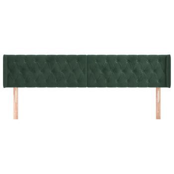 Cabecero Cama Mueble De Dormitorio De Terciopelo Verde Oscuro 203 X 16 X 78/88 Cm Verde M02_0008599