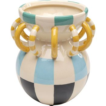 Jarrón handle de porcelana multicolor 23,5 cm
