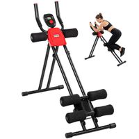 sportnow maquina abdominales plegable con monitor lcd entrenador de abdominales para casa aparato de entrenamiento muscular multifuncional carga 120 kg para entrenamiento de cuerpo completo
