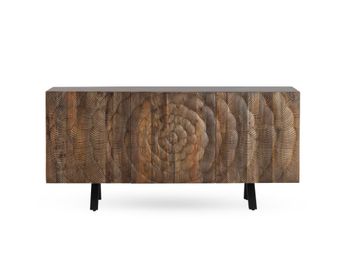Aparador de 3 puertas de madera maciza de mango con patas negras