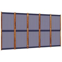 biombo separador de ambientes 5 paneles 350 x 180 cm azul textileno y madera dec030967