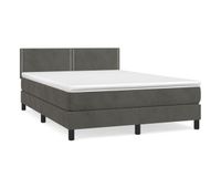 cama box spring con colchon terciopelo gris oscuro 140x190 cm liso con clavos