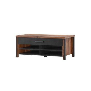 Mesa De Centro Windsor - Roble Oscuro Y Antracita - 1 Cajón, 4 Nichos - 107 X 44.8 X 60 Cm
