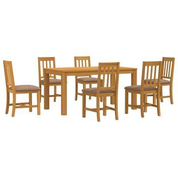 Conjunto De Comedor 7 Uds. Gris Madera De Roble Sólido Vidaxl