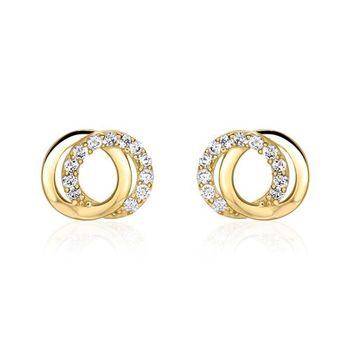 Pendientes circulares para mujer en oro de 9 quilates con circonita