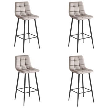 Set De 4 Taburete De Bar Terciopelo Valora Teoto Asiento De Terciopelo Beige Oscuro