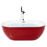 banera independiente de acrilico rojo blanco plateado 160 cm moderno nevis