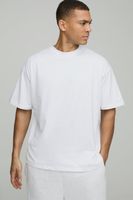 camiseta basica oversize con cuello de caja blanco