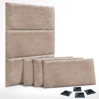 dhome juego de 6 paneles tapizados de lana ecologica pack autoadhesivos para pared acusticos absorbentes proteccion marron claro 60x40cm x6