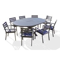 conjunto de comedor 8 pl aluminio  con extension mariposa