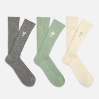 ami x coggles de coeur three-pack cotton-blend socks - eu 43-46