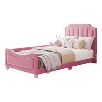 cama infantil - cama tapizada 90x200cm - cama multifuncional con respaldo y reposabrazos - cama individual - rosa
