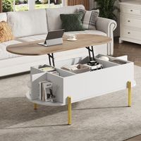 mesa de centro - mueble para salon - mdf y metal - blanco y madera 120x50x43cm