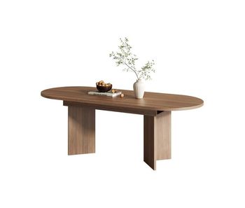 Mesa de comedor extensible ovalada 120-160máx. cm de mdf,nogal