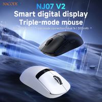 ajazz nj07 v2 raton inalambrico para juegos con pantalla inteligente paw3311 raton de oficina con luz y sonido de triple modo doble frecuencia de actualizacion de 1k dpi24000