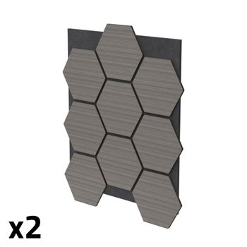 2x Paneles acústicos hexagonales de pared MDF gris 66,5x81x2cm 1 m²
