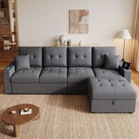 sofa modular en l de 4 plazas 253 cm puf movil y luz led multicolor