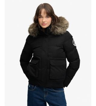 Superdry para mujer. W5012135A Cazadora bomber Everest Ella negro (XL), Casual, Poliéster