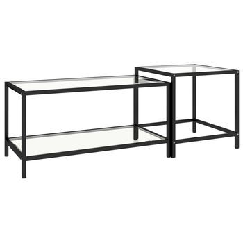 2 Piezas Mesita De Centro Vidrio Templado Transparente